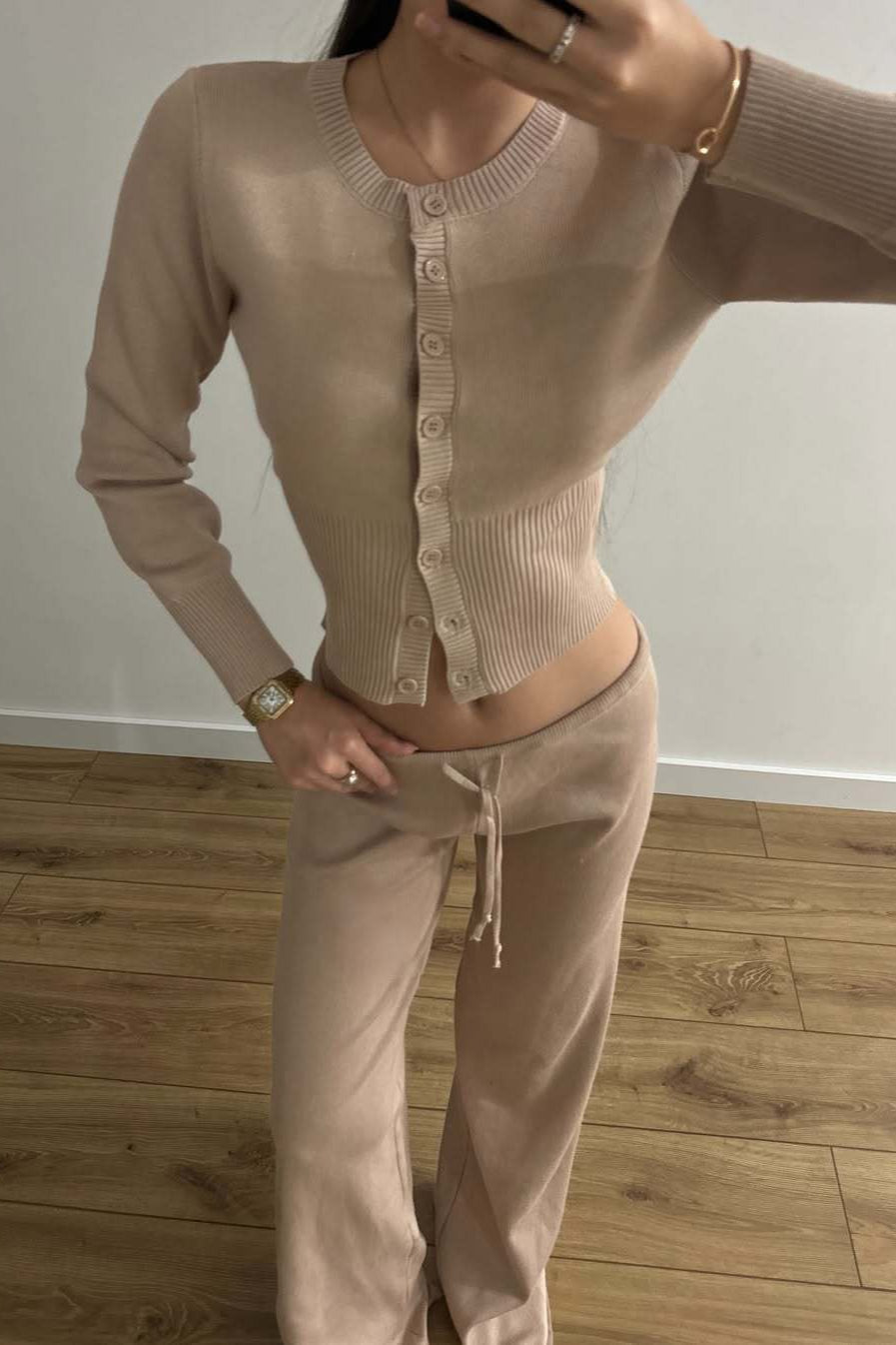 Figurbetontes Zweiteiliges Set mit Strickstruktur