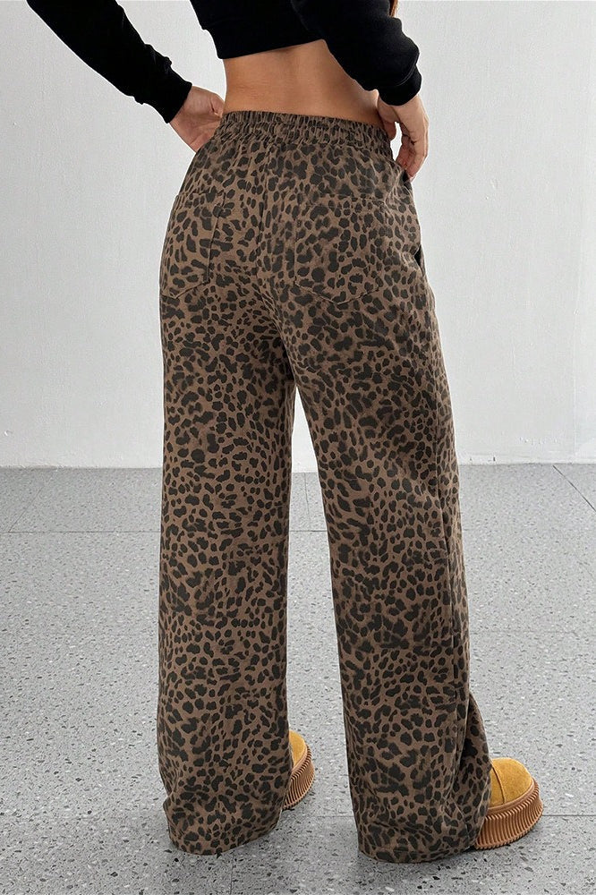 Hose mit weitem Bein und Leopardenmuster