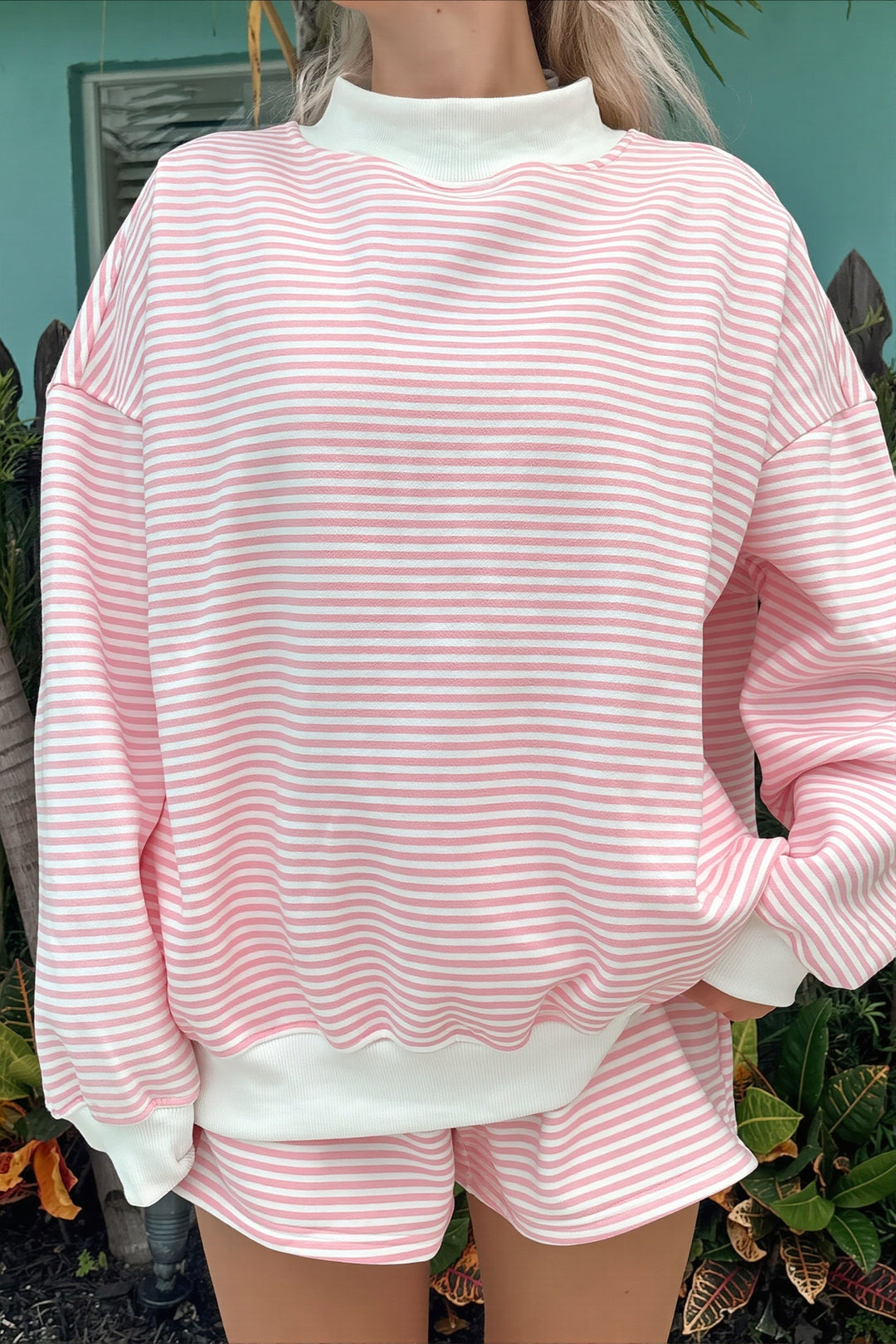 Zweiteiliges Set mit Streifenmuster in Rosa
