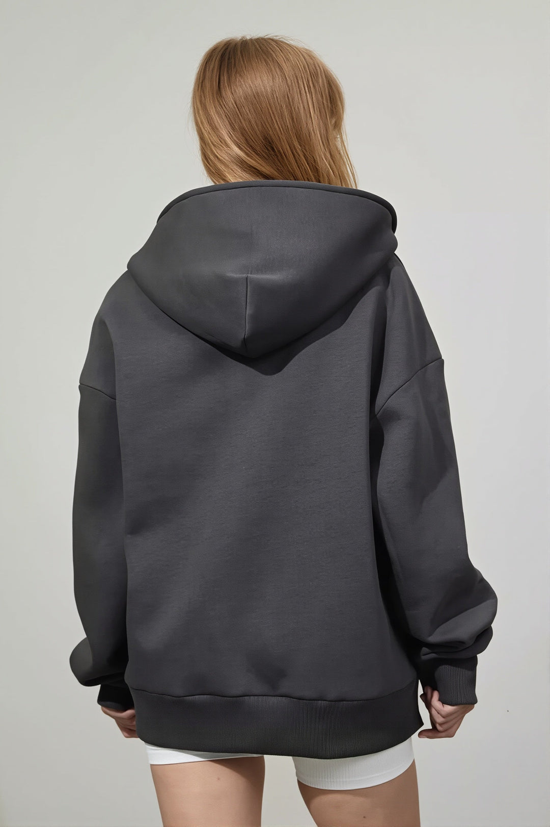 Locker geschnittener Hoodie mit Reißverschluss in Grau