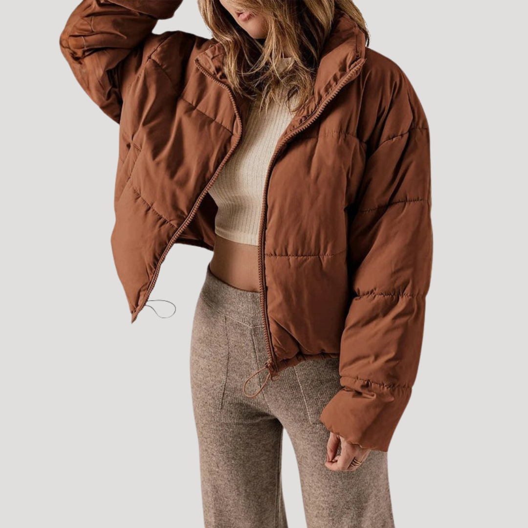 Wattierte Oversize-Steppjacke mit Reißverschluss vorne