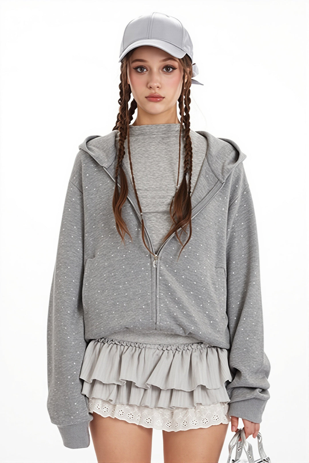 Hoodie mit kurzem Schnitt und Druck