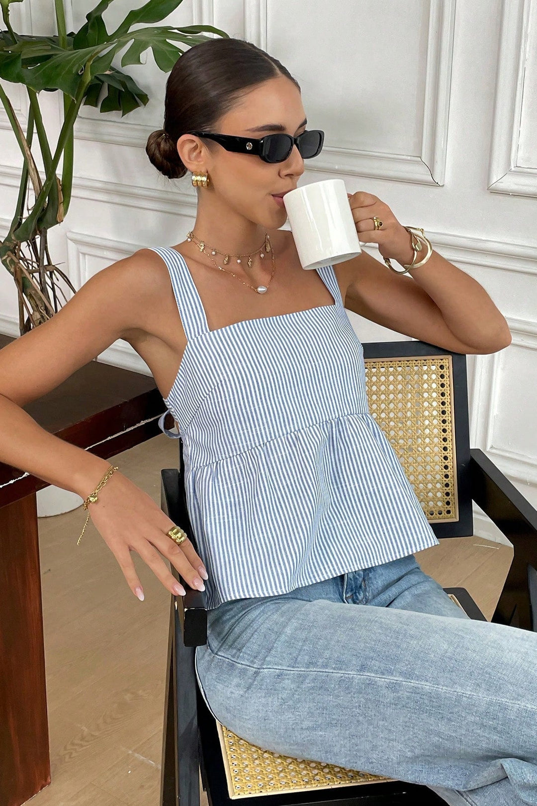 Tanktop mit Bindedetail und Streifenmuster