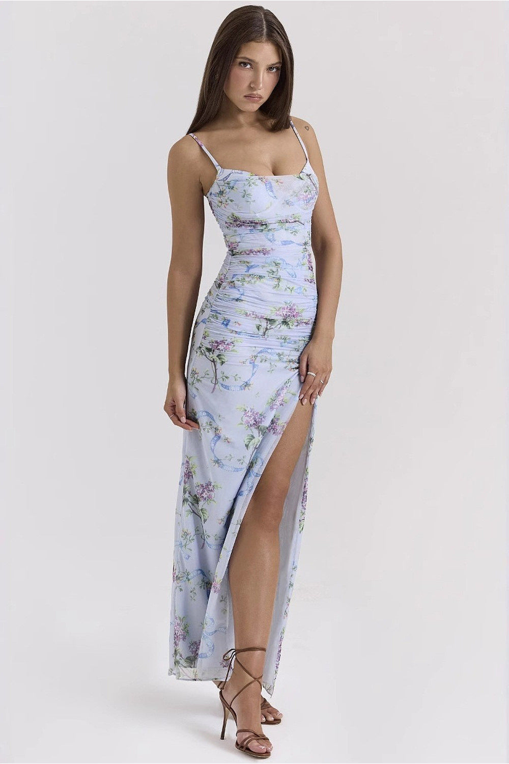 Kleid mit Blumenmuster in Blau – Ausführung 2