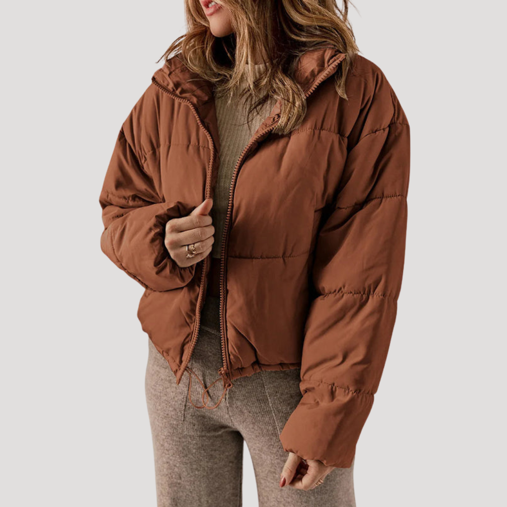 Wattierte Oversize-Steppjacke mit Reißverschluss vorne