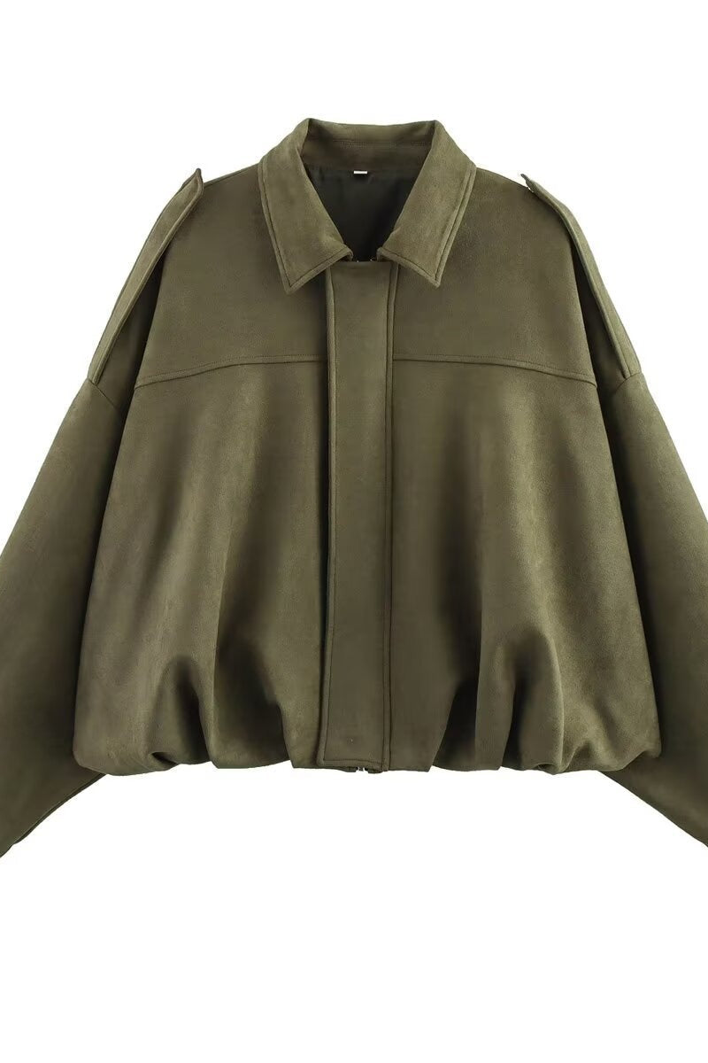 Jacke mit Reißverschluss und Wildleder