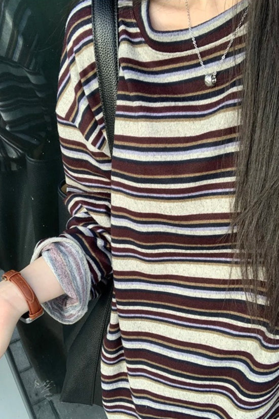 Locker geschnittenes Sweatshirt mit Streifenmuster
