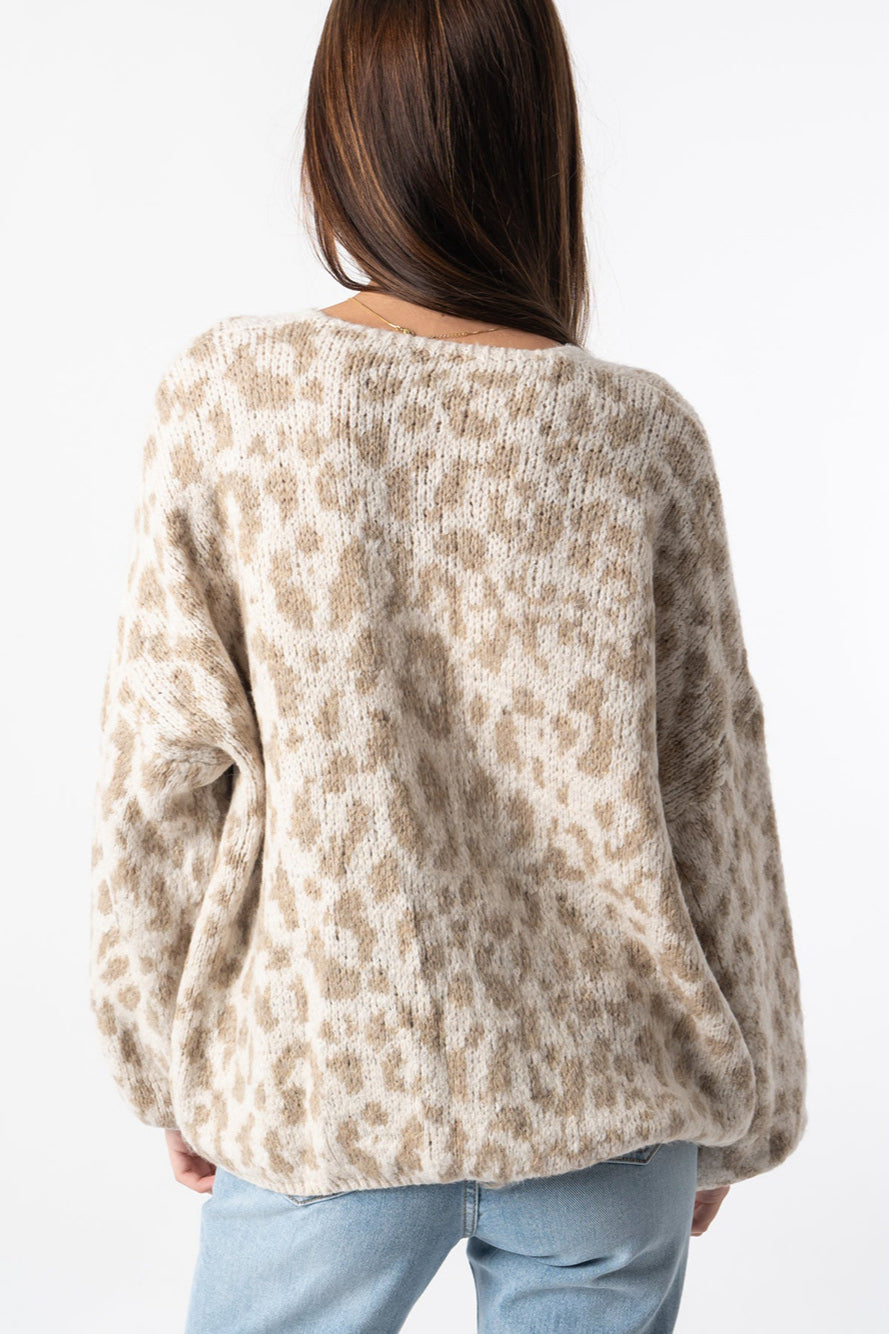 Locker geschnittene Strickjacke mit Farbblockmuster