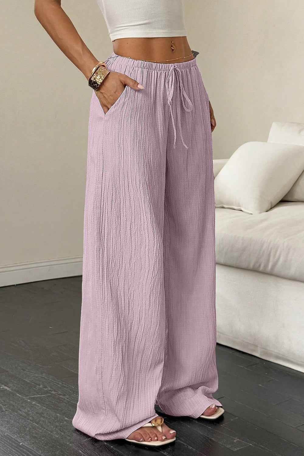 Hose mit weitem Bein in Rosa