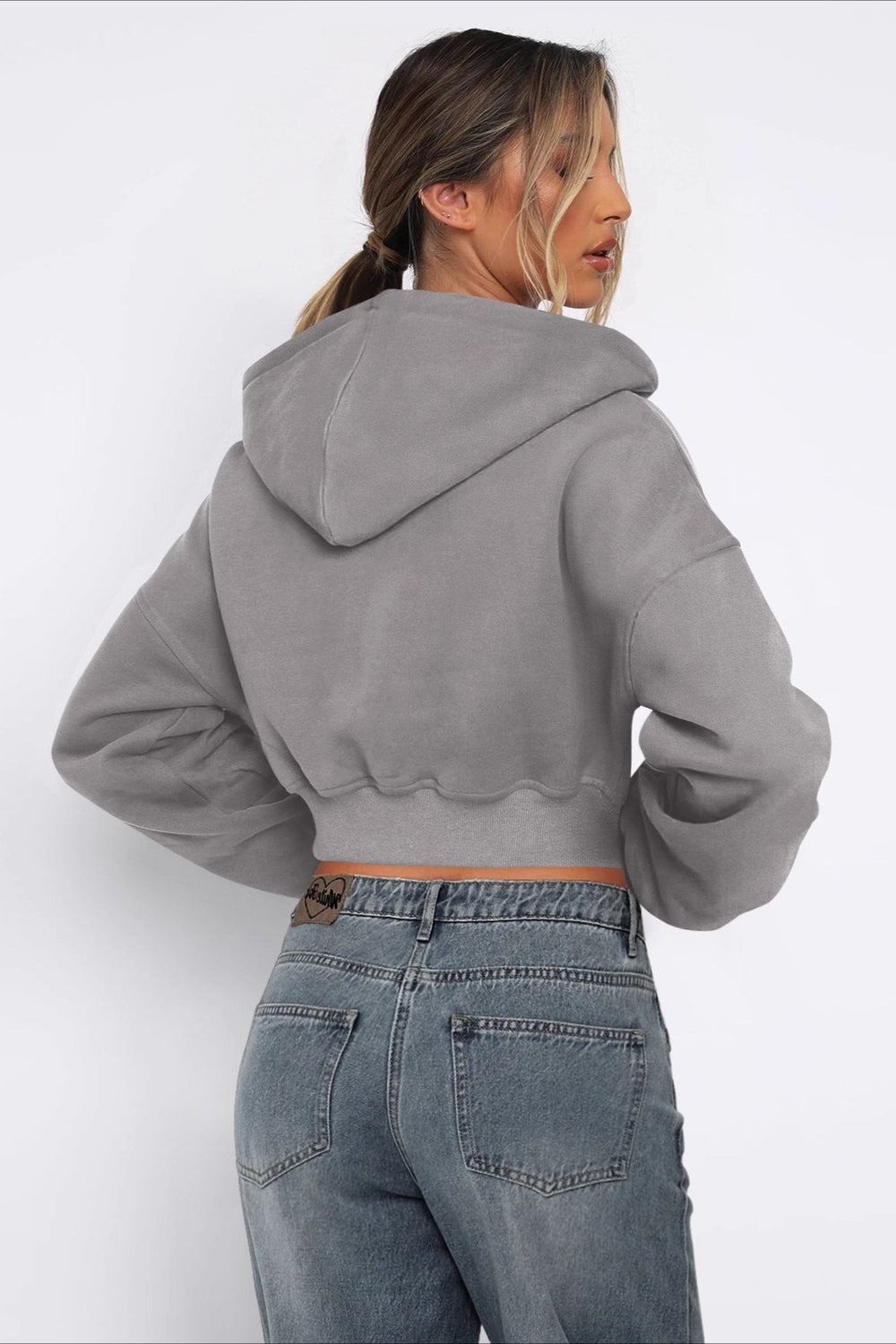 Hoodie mit kurzem Schnitt und Reißverschluss