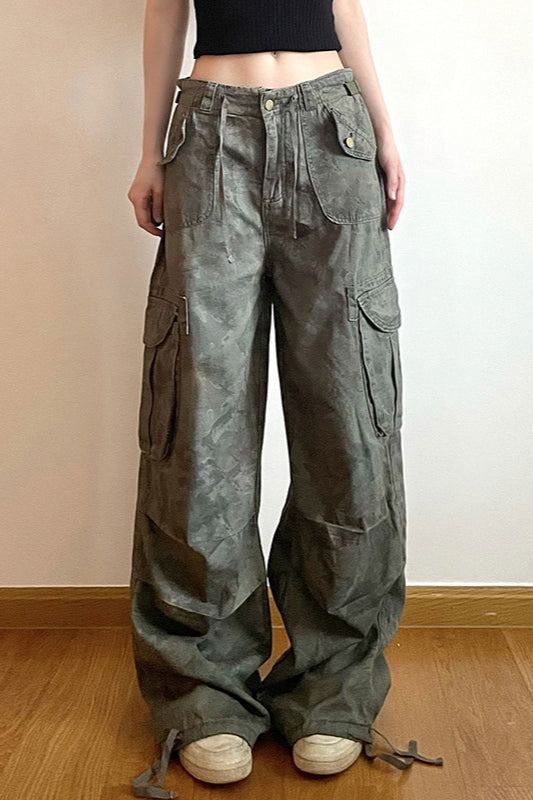 Hose mit weitem Bein in Grün