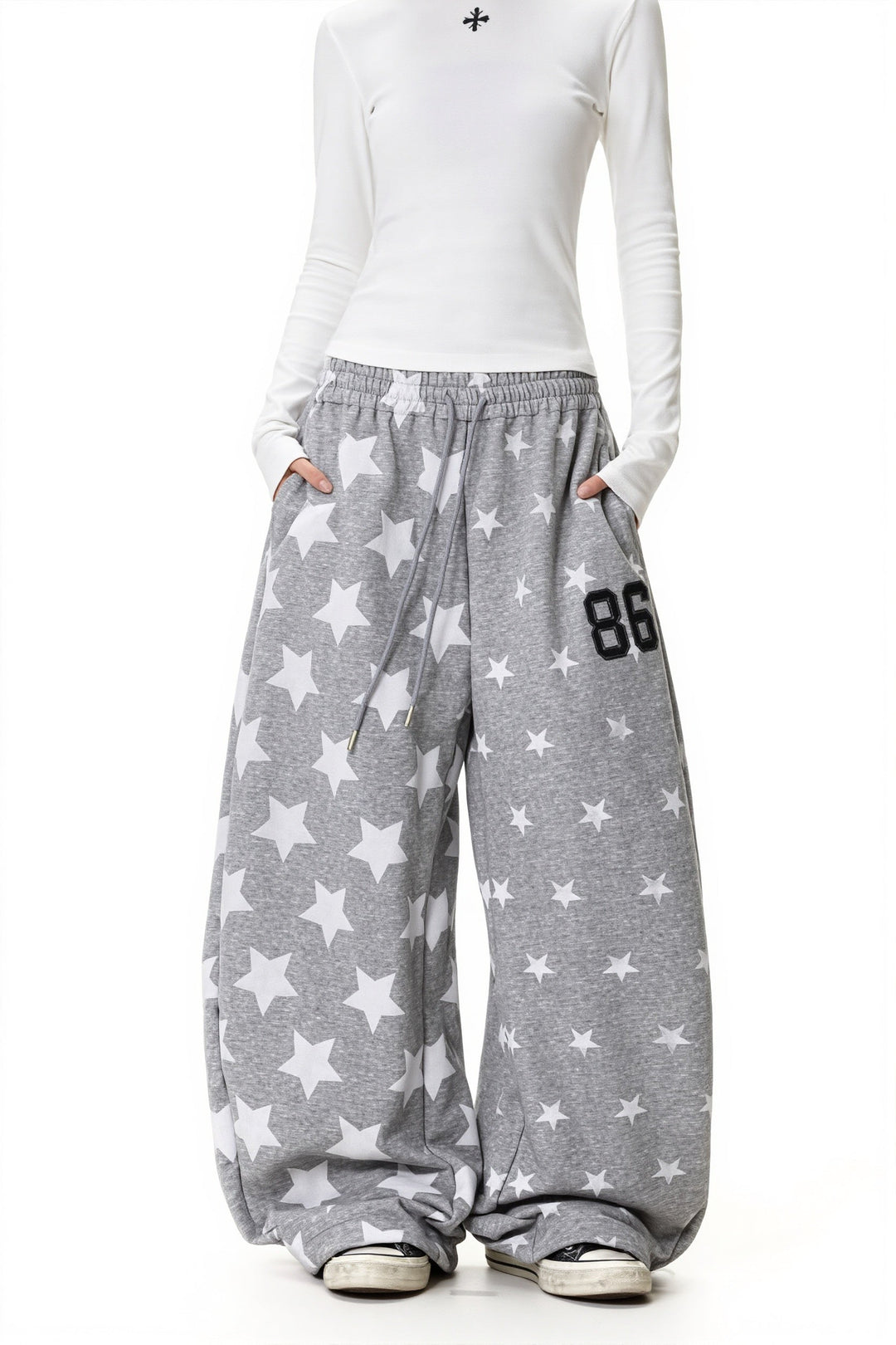 Locker geschnittene Hose mit Druck