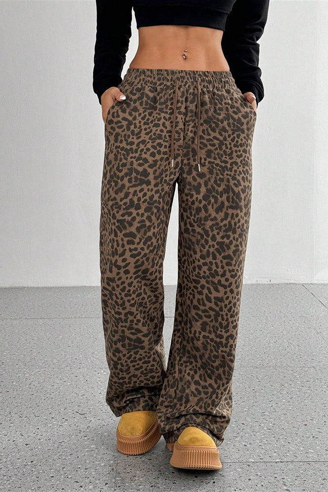 Hose mit weitem Bein und Leopardenmuster