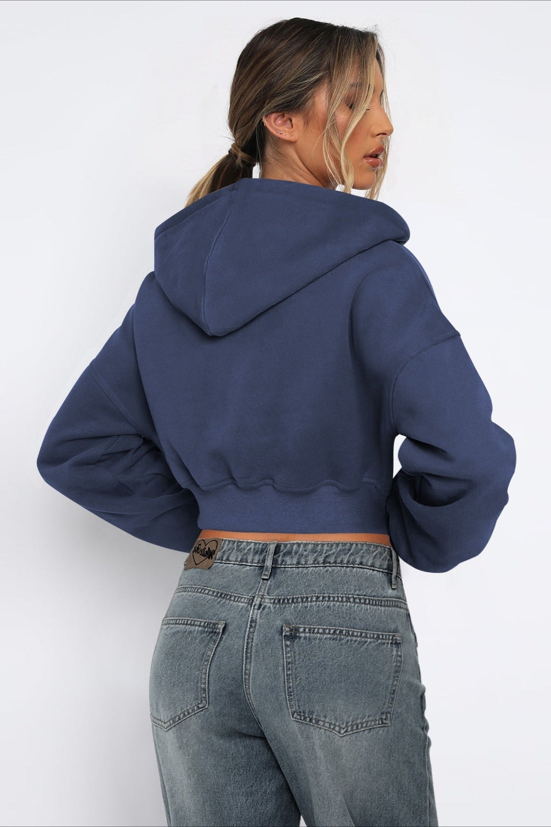 Hoodie mit kurzem Schnitt und Reißverschluss