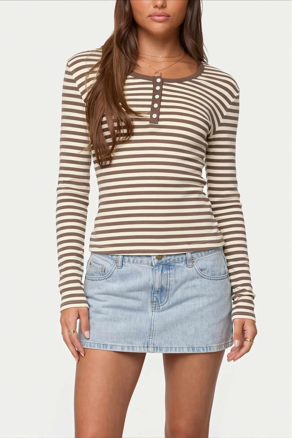 Figurbetontes T-Shirt mit Streifenmuster