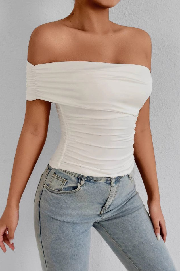 Trägerlose Bluse mit Ein-Schulter-Design