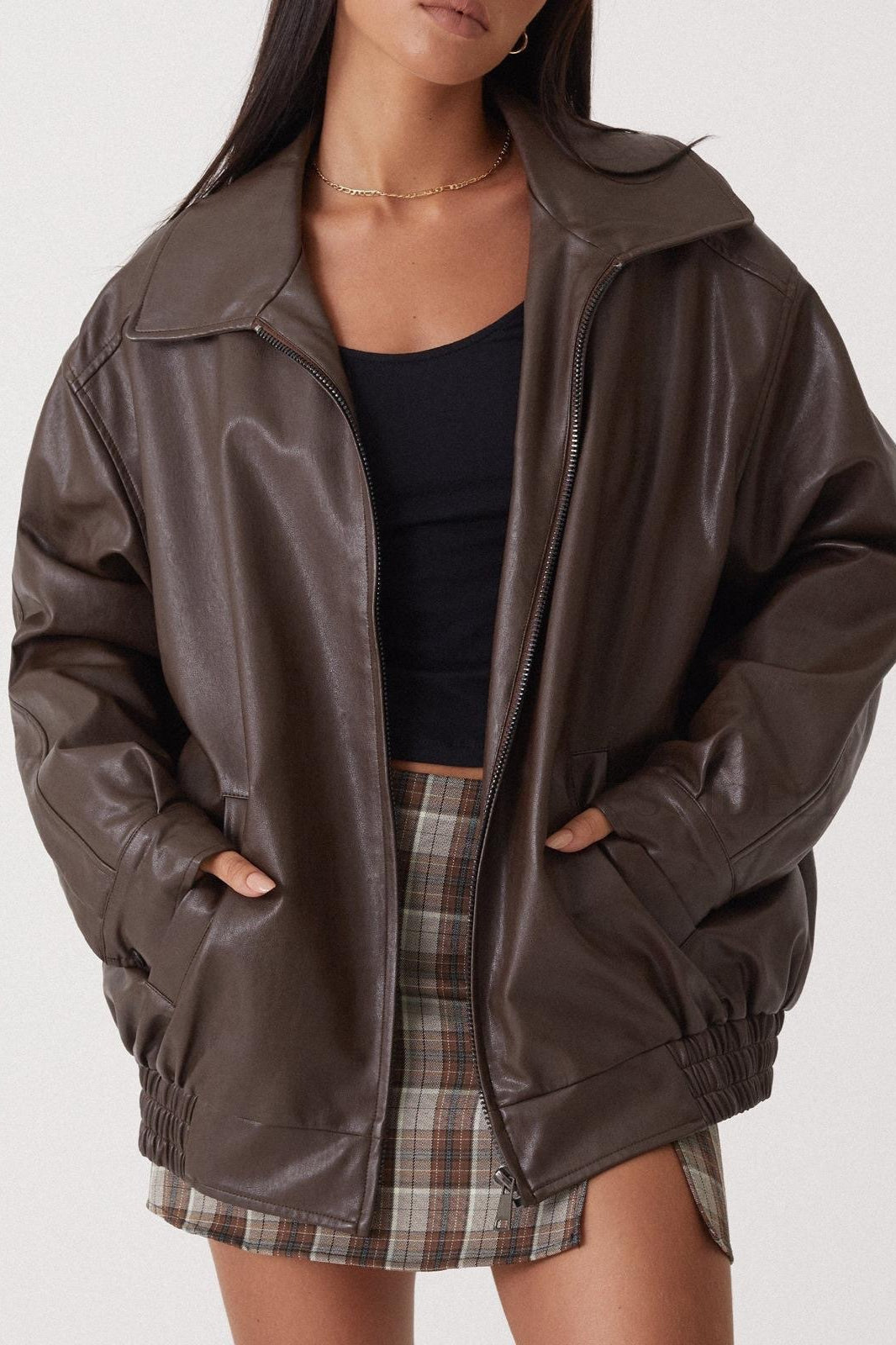 Jacke mit Leder