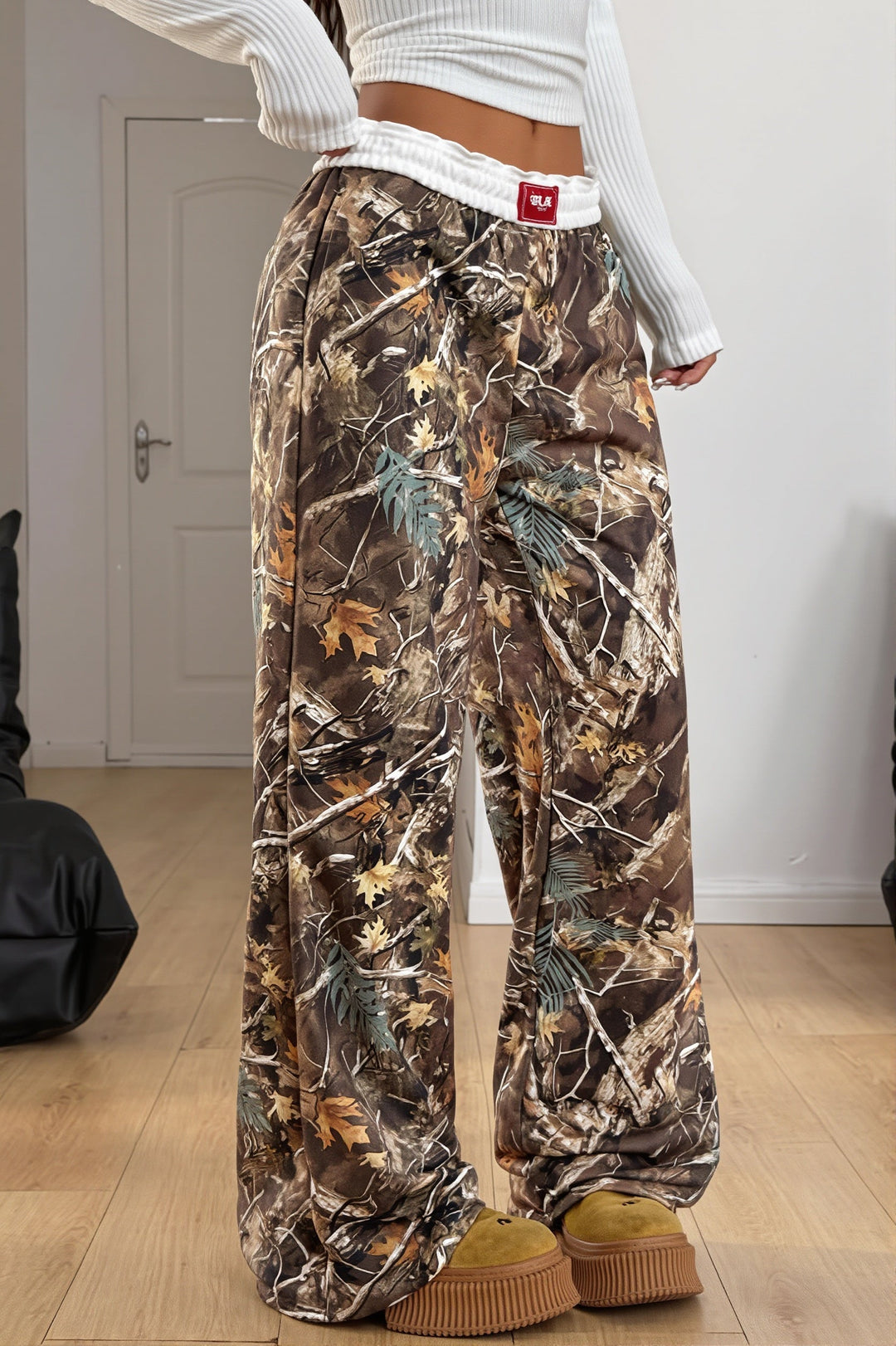 Hose mit weitem Bein, Farbblockmuster und Druck