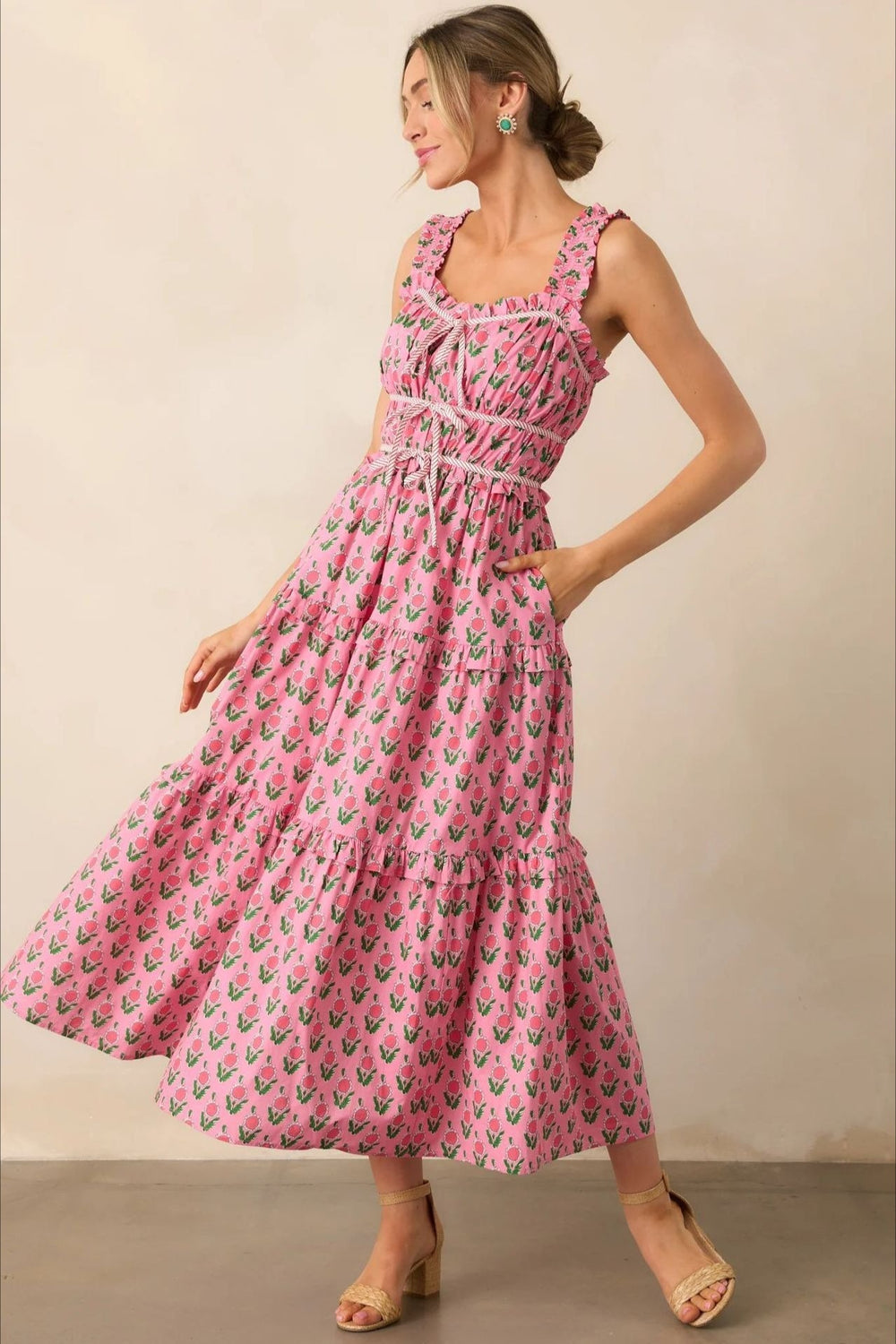 Kleid mit Blumenmuster in Rosa – Ausführung 2
