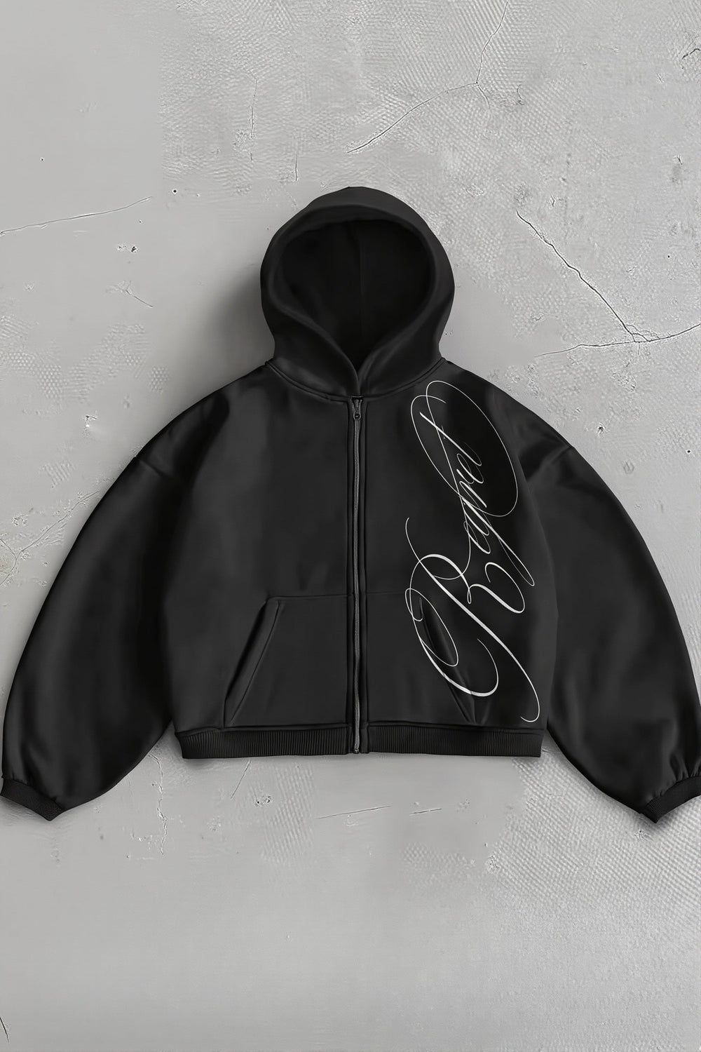 Hoodie mit Reißverschluss, Schriftprint und Grafikdruck