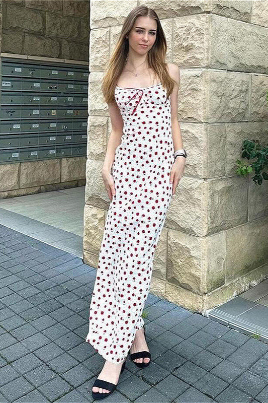Kleid mit Blumenmuster und Spitze in Weiß
