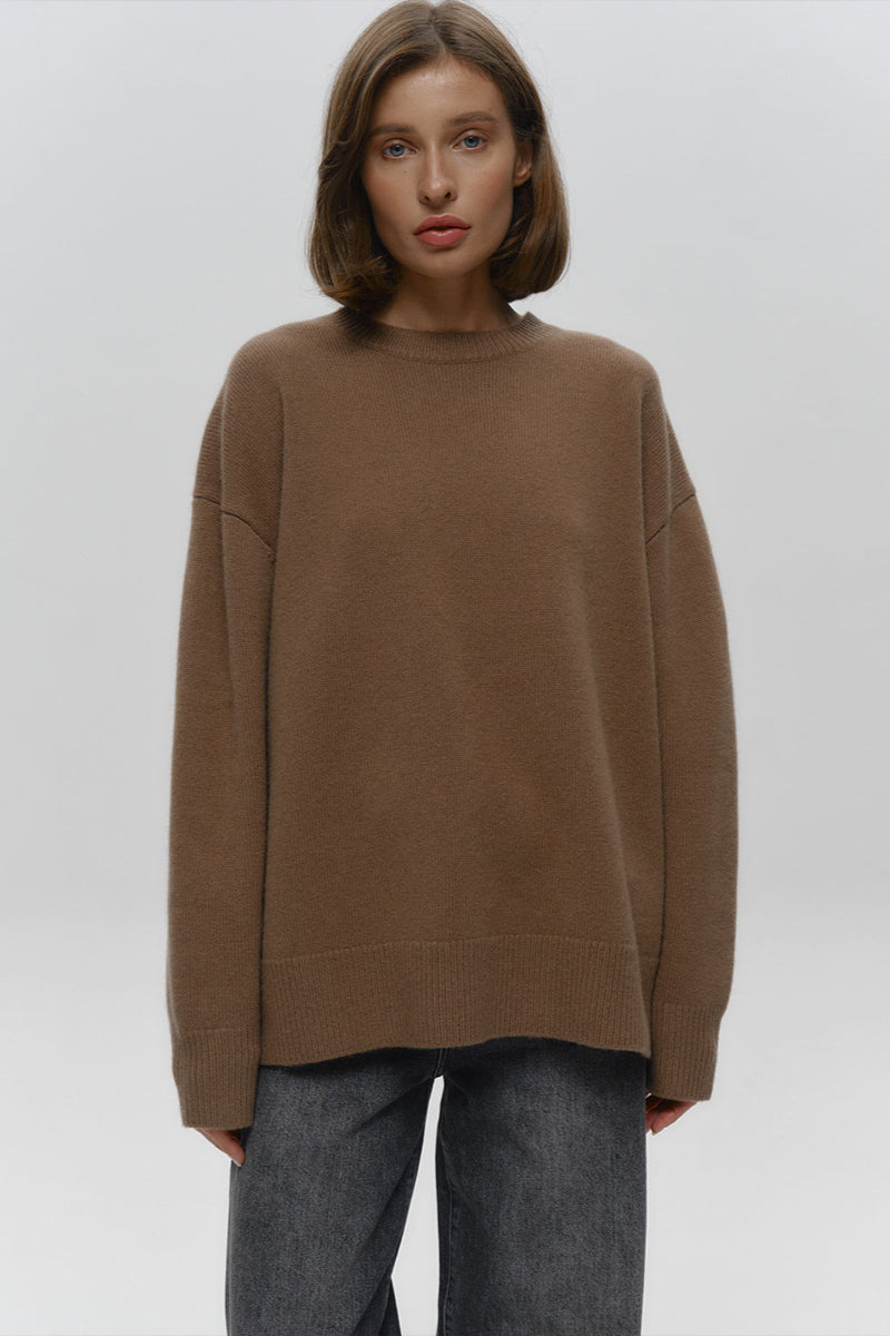 Locker geschnittener Pullover mit Rundhalsausschnitt und Strickstruktur