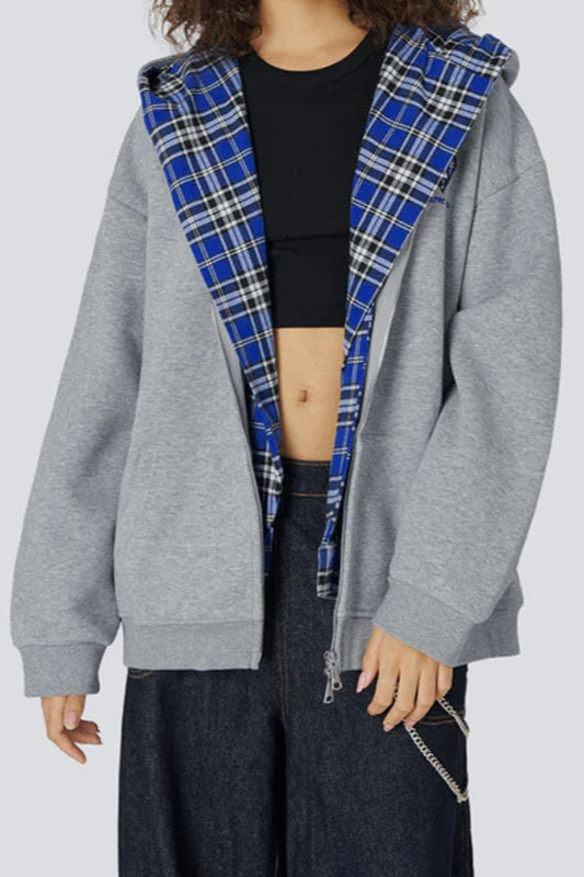 Locker geschnittener Hoodie mit Karomuster