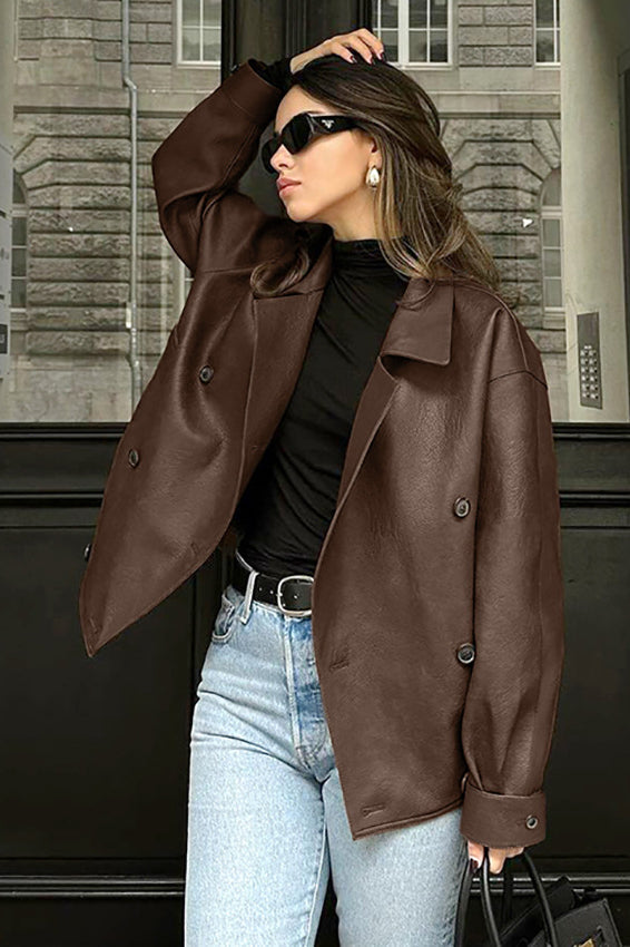 Mantel mit Leder