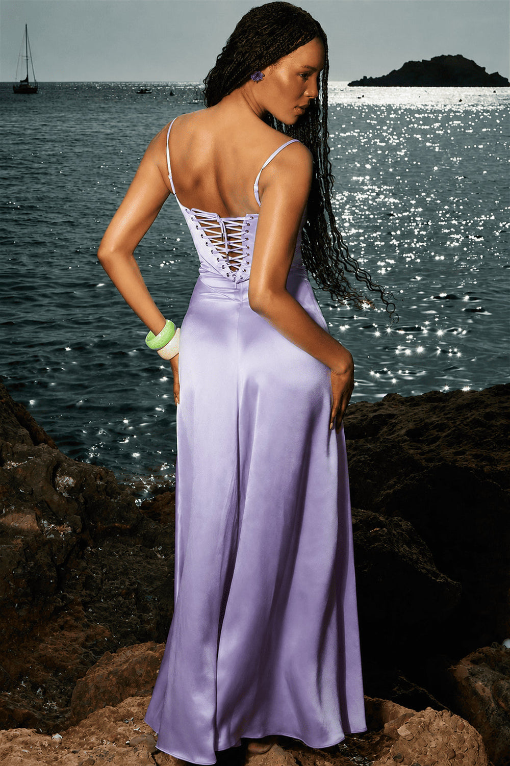 Maxikleid mit Satinoptik