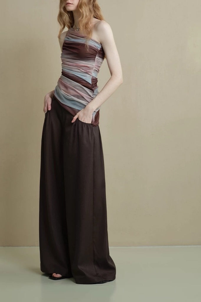 Hose mit weitem Bein und Raffung