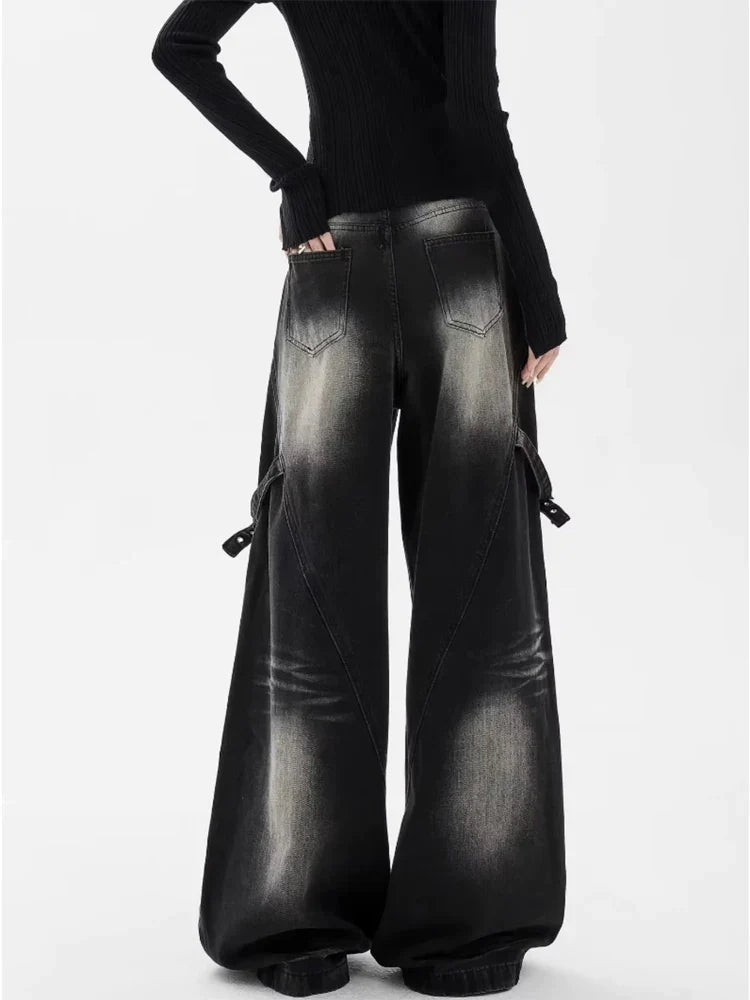 Hose mit Denim in Schwarz