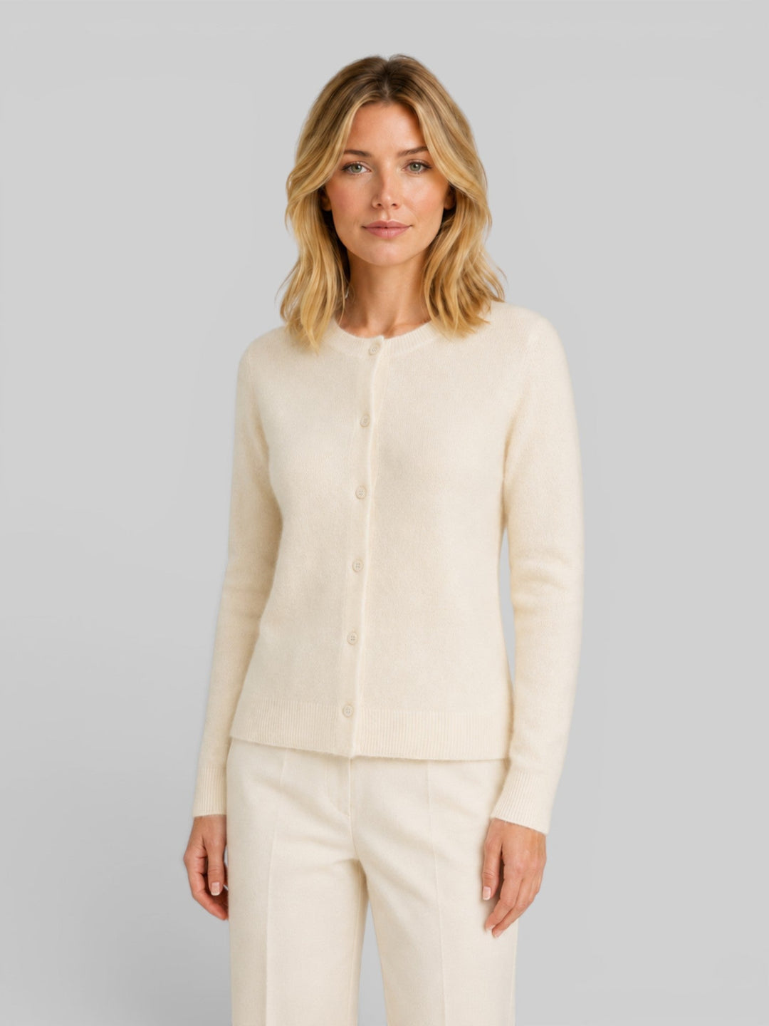 Strick-Cardigan mit Rundhalsausschnitt und Knopfleiste