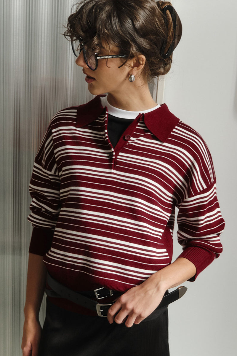 Pullover mit Streifenmuster, Farbblockmuster und Strickstruktur
