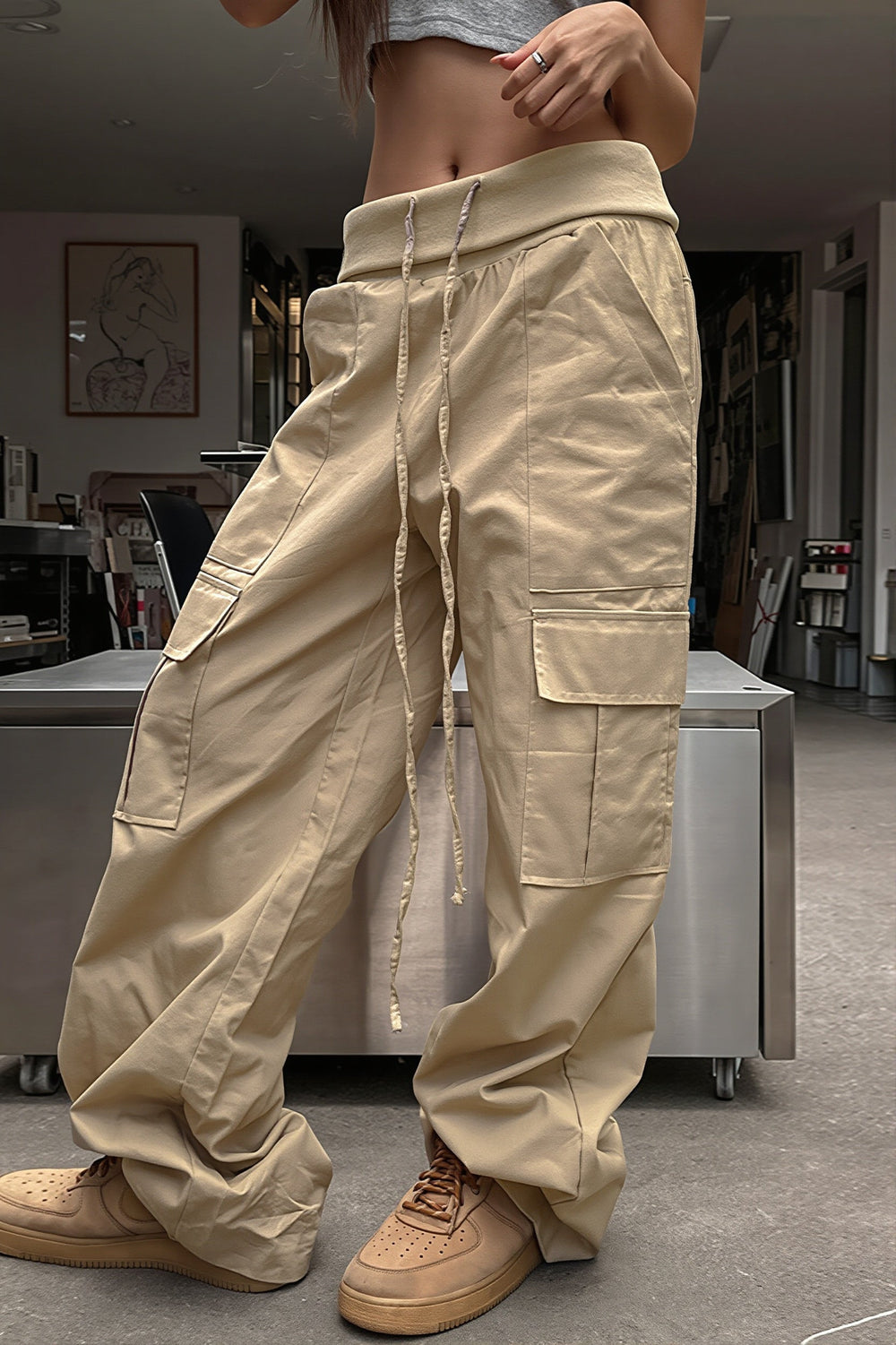 Hose mit weitem Bein und hoher Taille