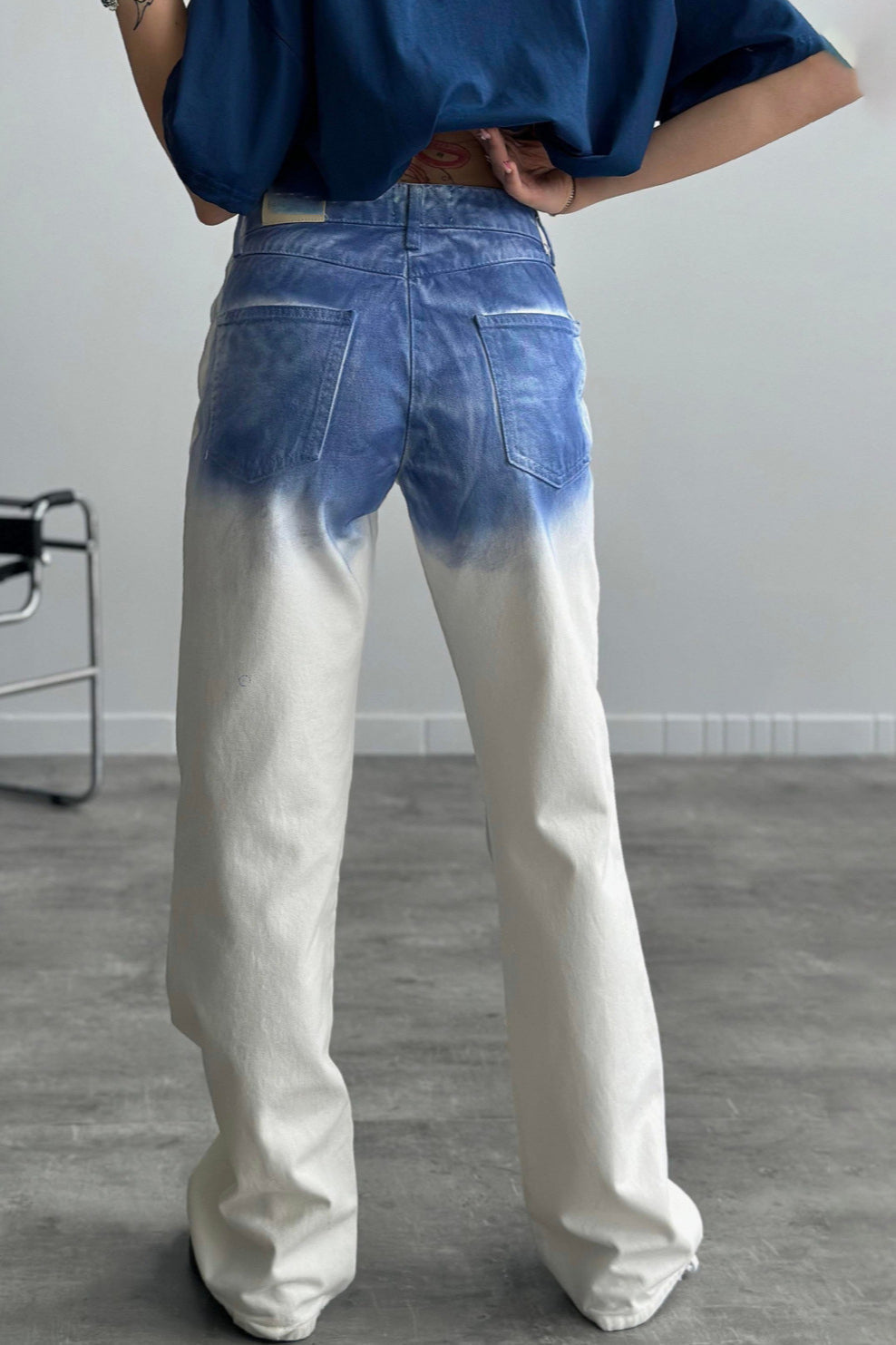 Jeans mit hoher Taille und Druck