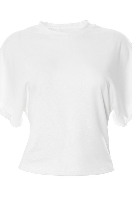 T-Shirt mit Rundhalsausschnitt und Raffung in Weiß