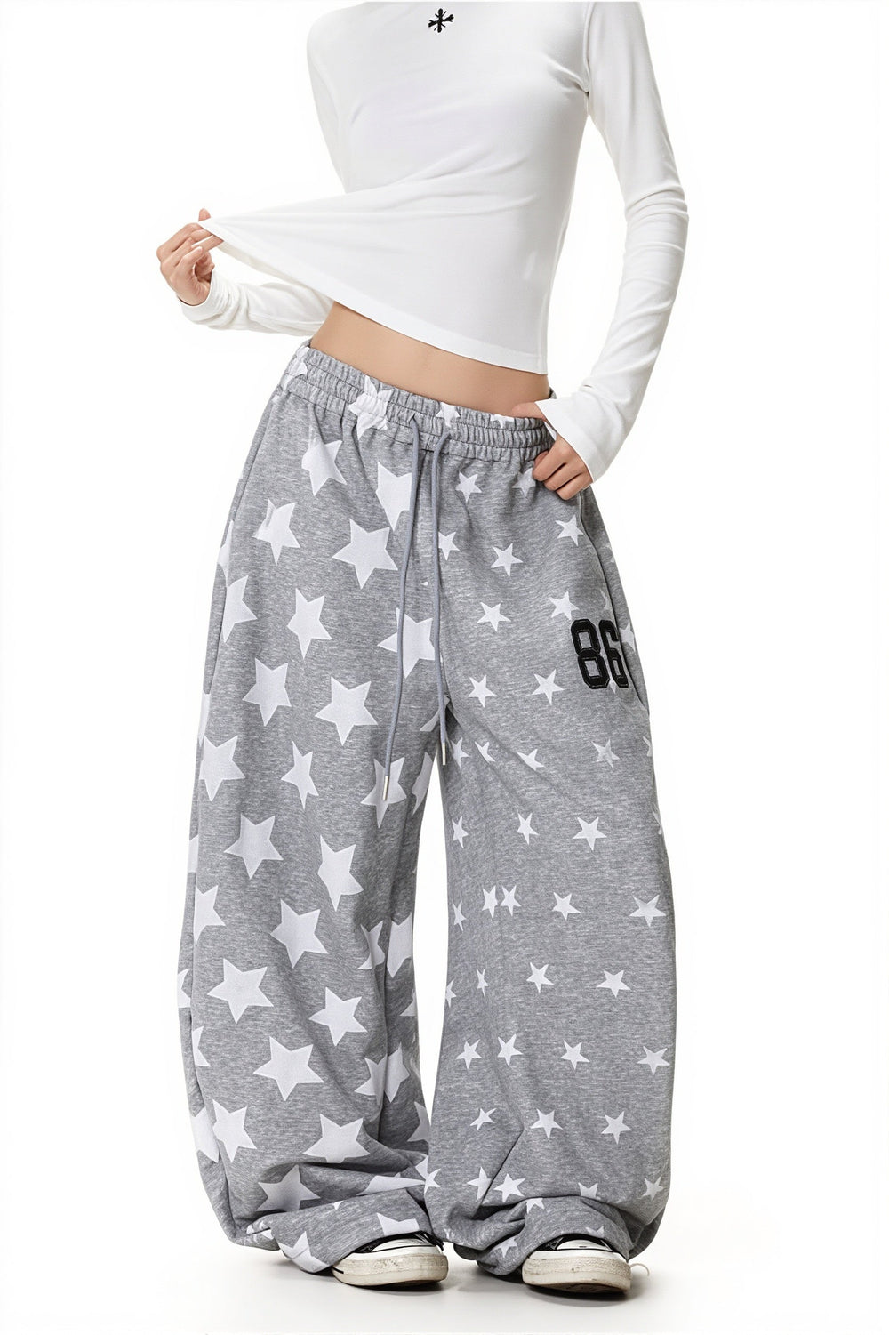 Locker geschnittene Hose mit Druck