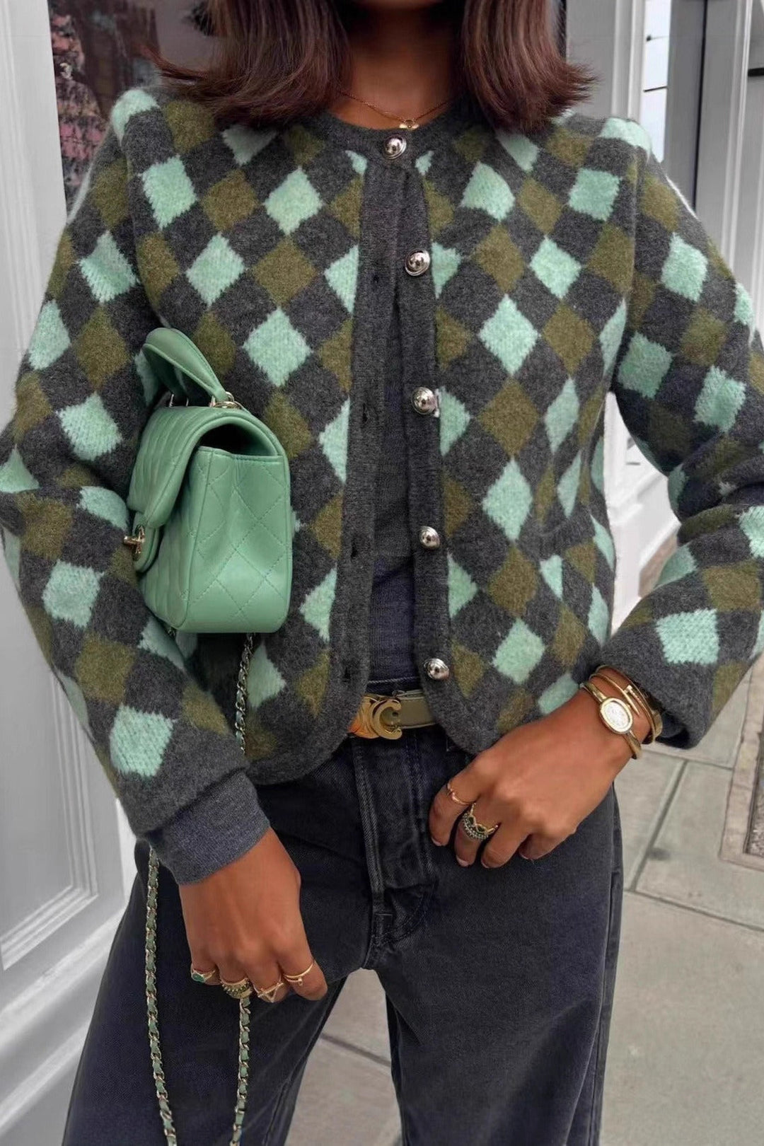 Strickjacke mit Strickstruktur in Grün – Ausführung 2