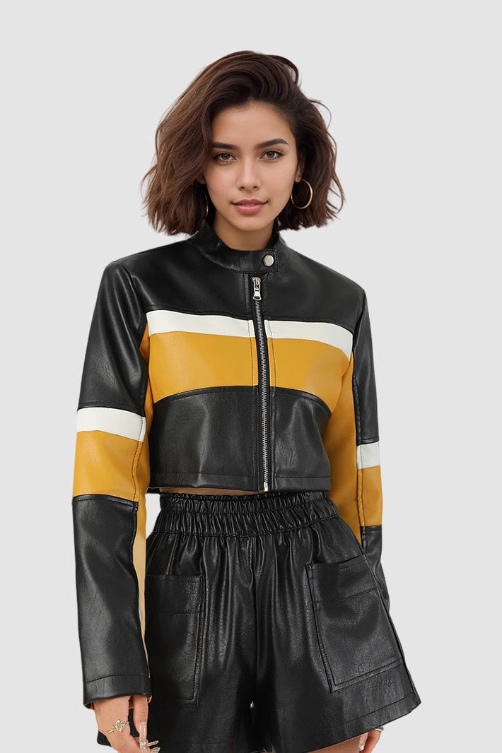 Jacke mit Kunstleder