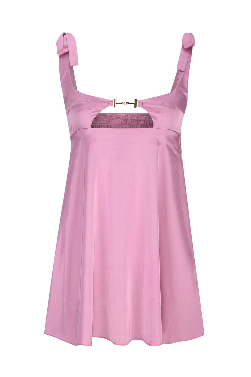 Trägerloses Minikleid mit Bindedetail und Satinoptik