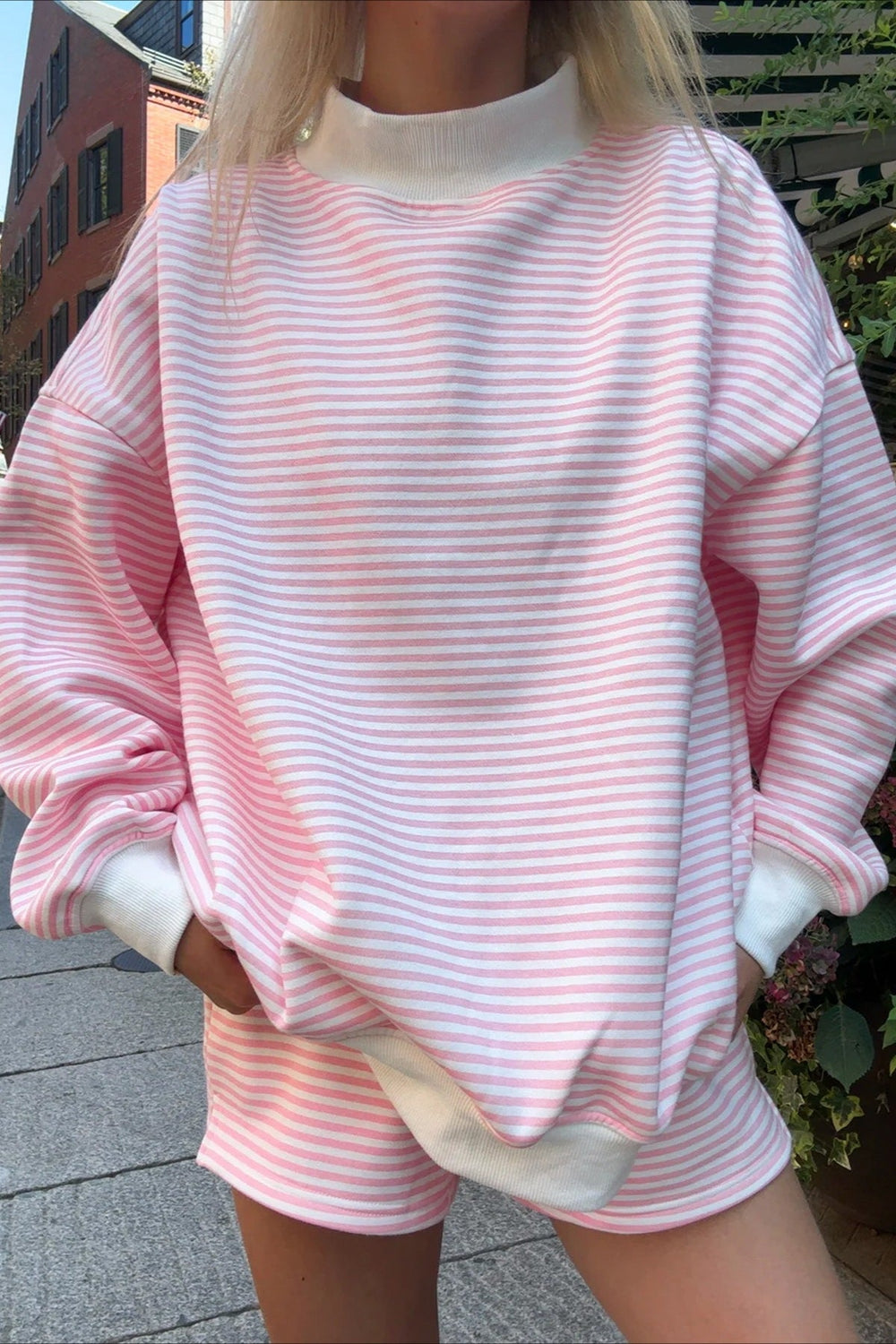 Zweiteiliges Set mit Streifenmuster in Rosa