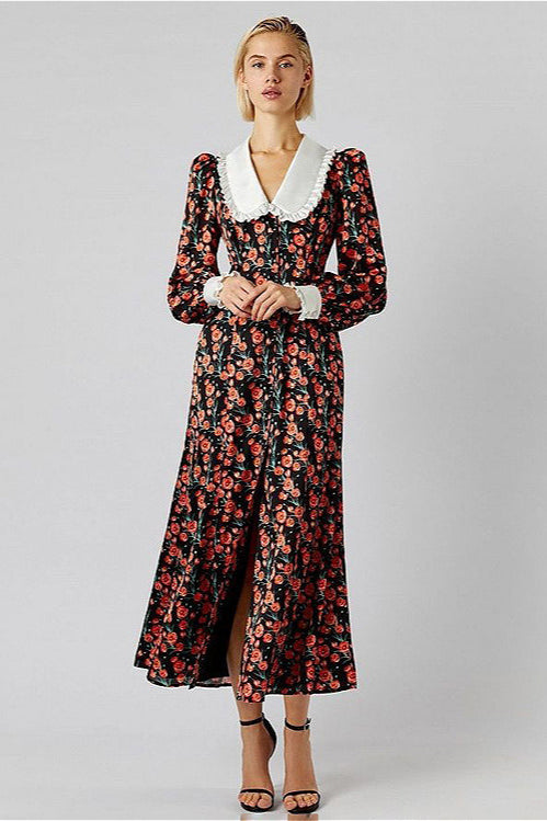 Kleid mit Raffung und Blumenmuster