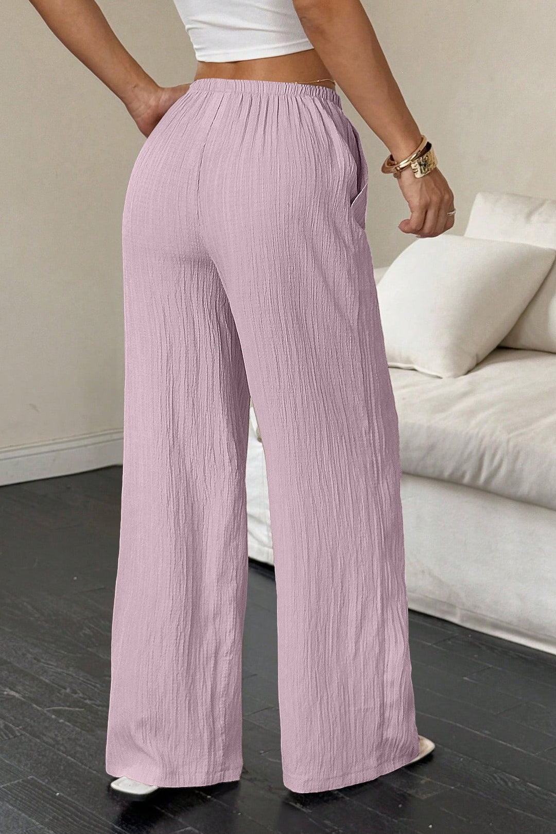Hose mit weitem Bein in Rosa