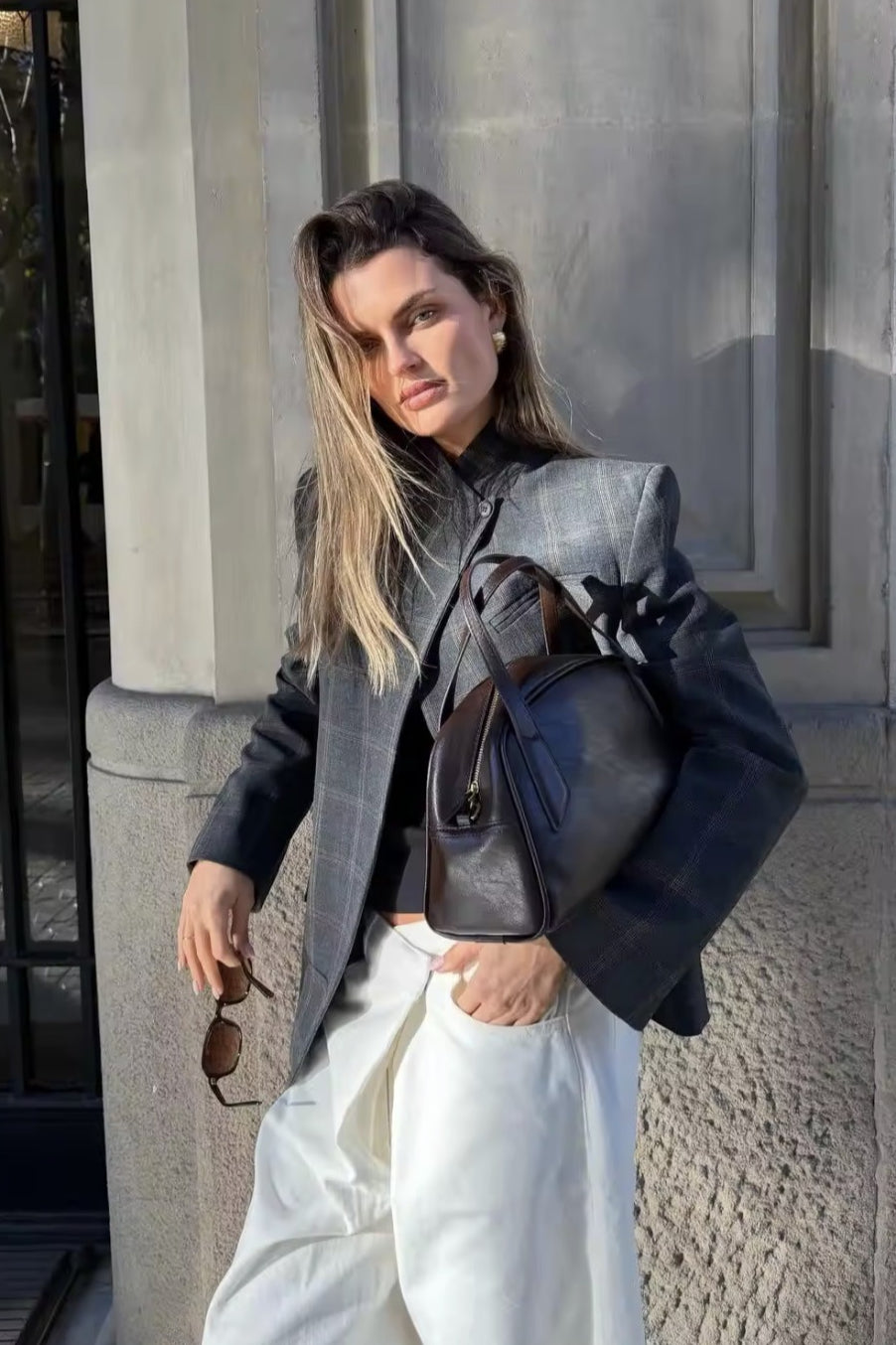 Blazer mit Knopfdetails und Karomuster