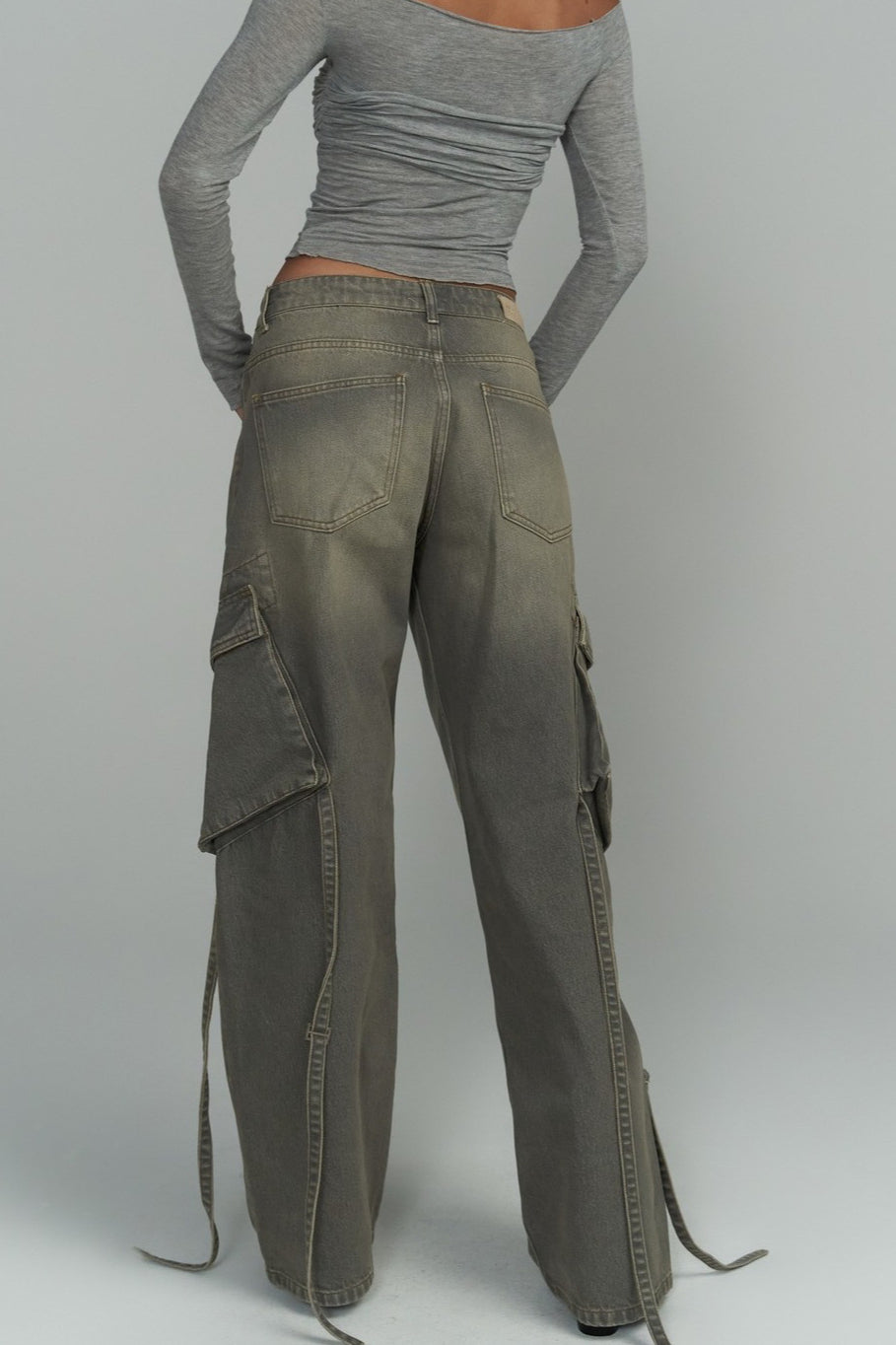 Jeans mit weitem Bein, Taschen und Patchwork