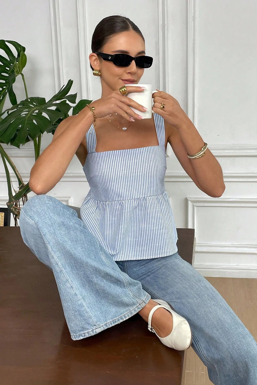 Tanktop mit Bindedetail und Streifenmuster