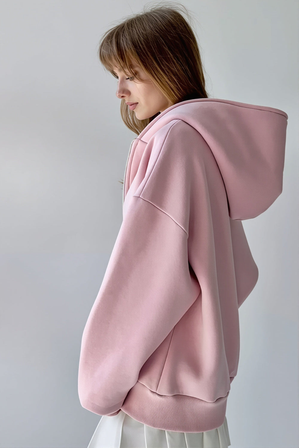 Locker geschnittener Hoodie mit Reißverschluss in Grau