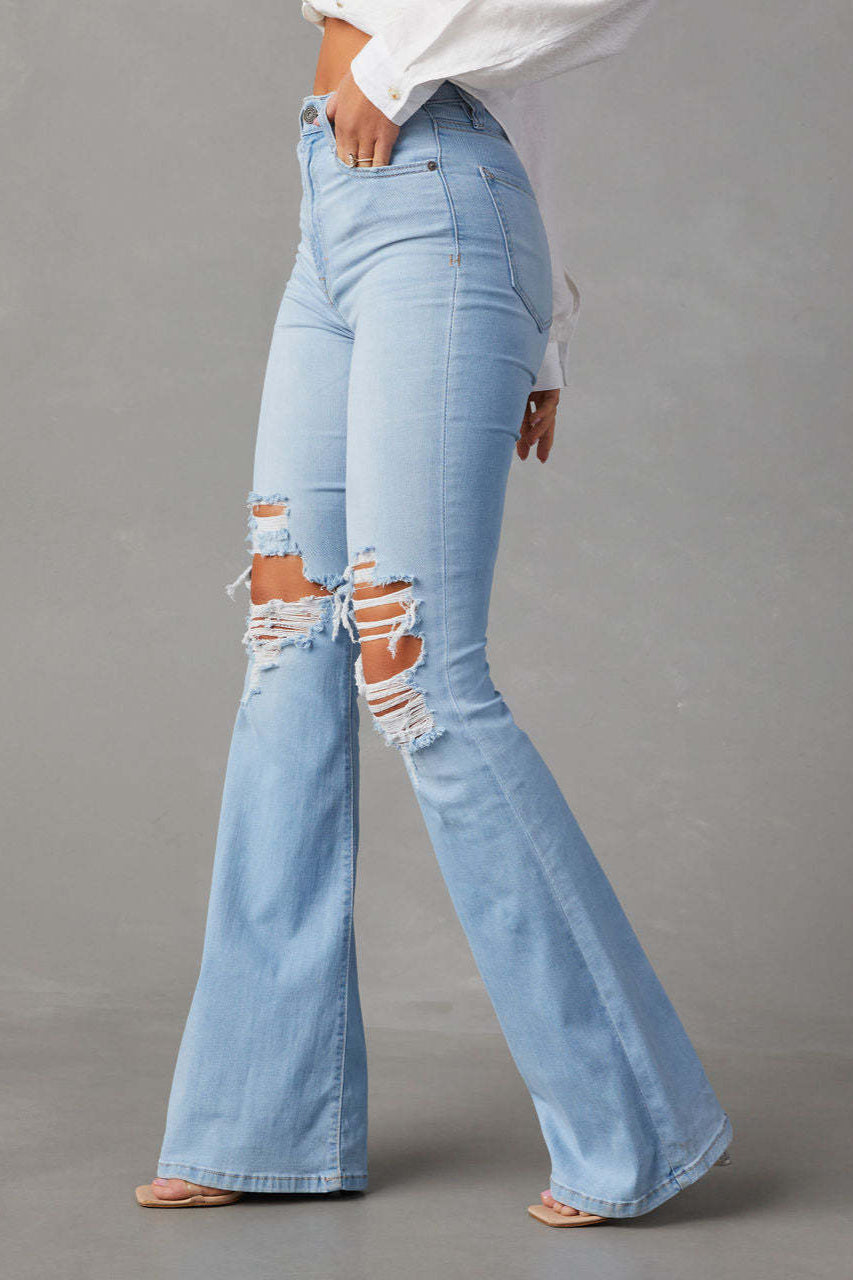 Jeans mit ausgestelltem Schnitt und hoher Taille