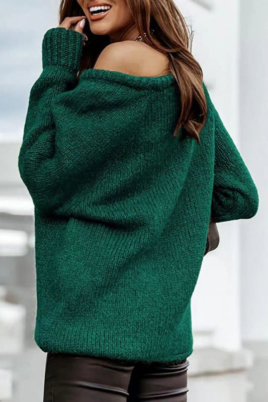 Schulterfreier Pullover mit Strickstruktur in Aprikose