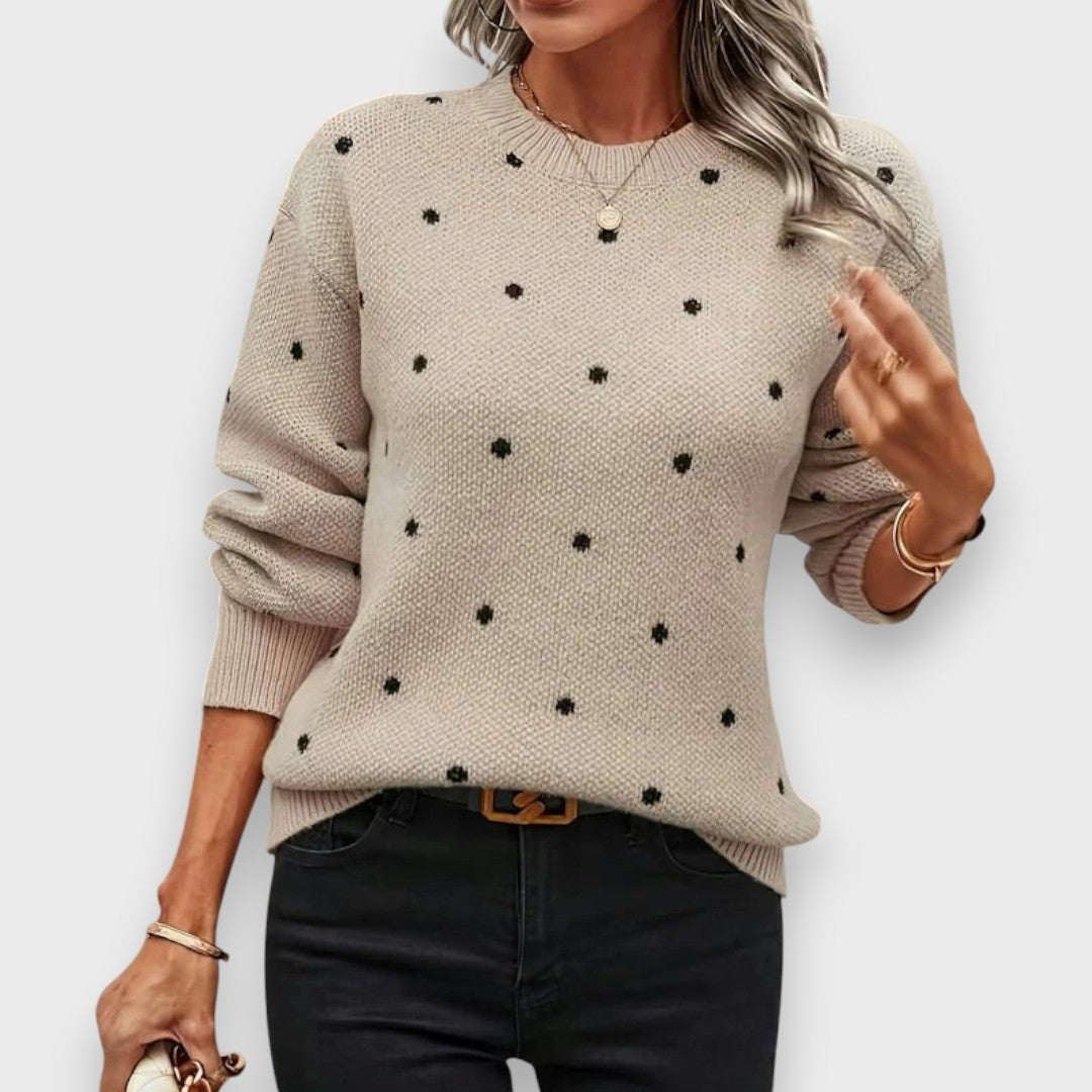 Strickpullover mit Punktemuster und Rundhalsausschnitt